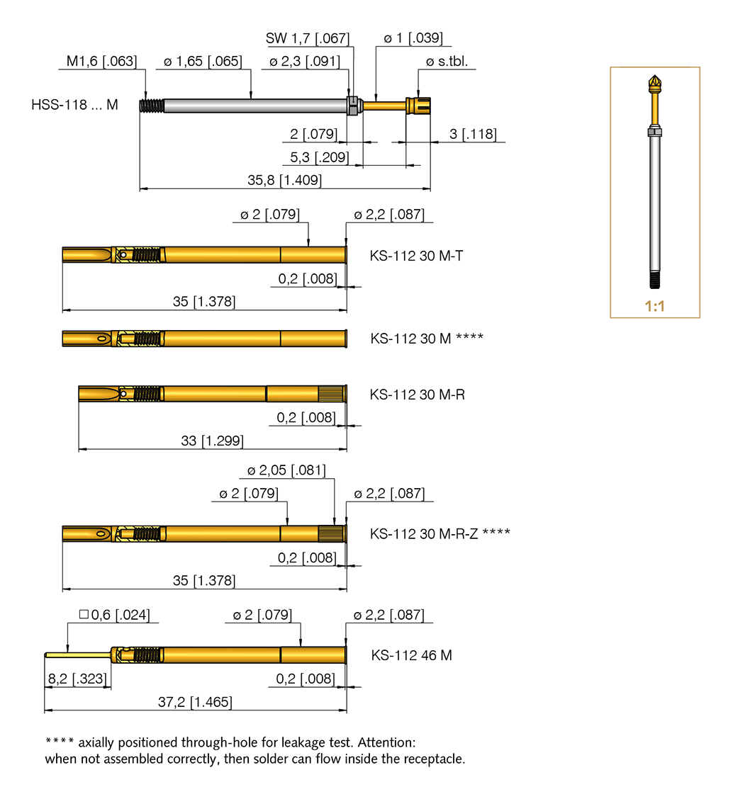 High-current probe HSS-118 305 100 A 3002 M Item | INGUN